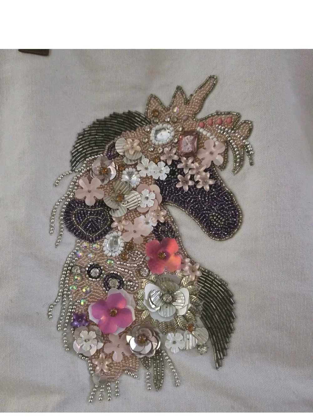 Cracker Barrel Jeweled Unicorn Horse Canvas Bag Leather Strap Snap New NWT